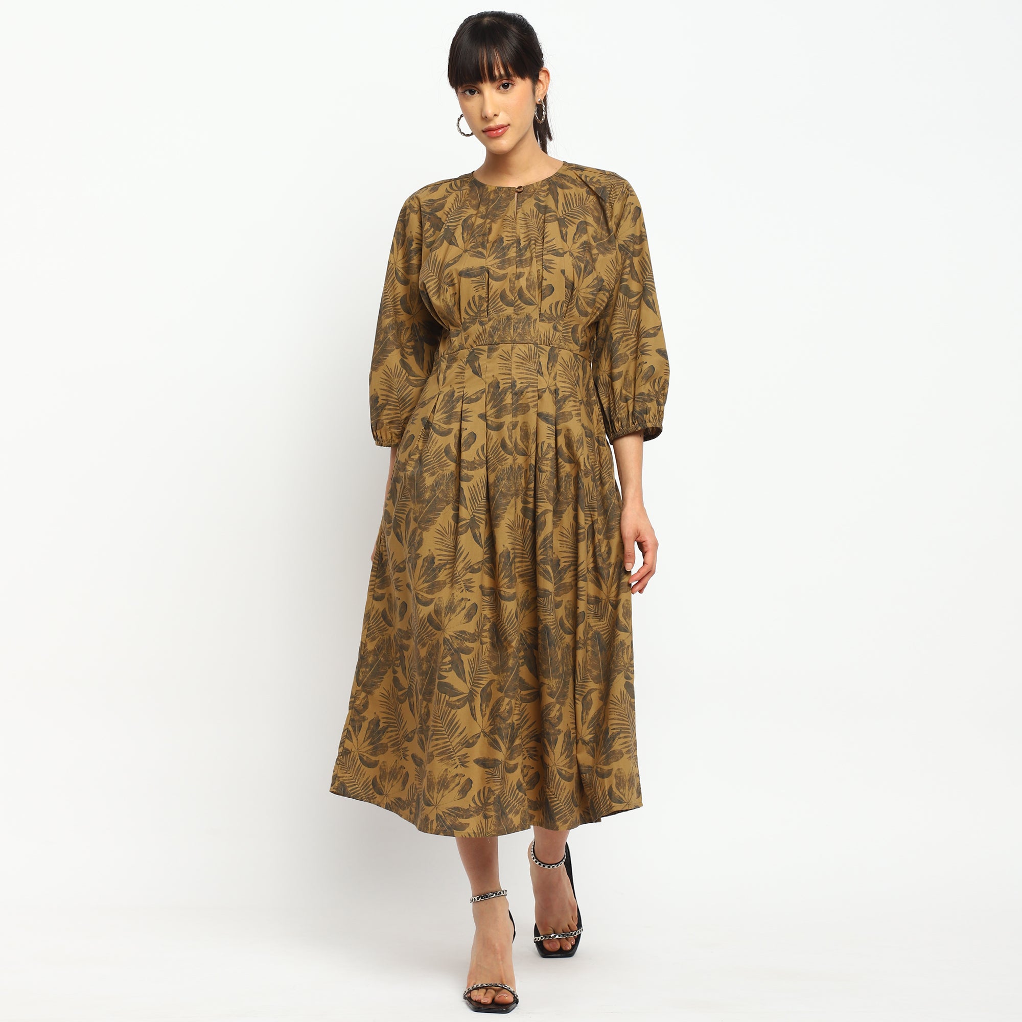 Botanical Print Midi Dress